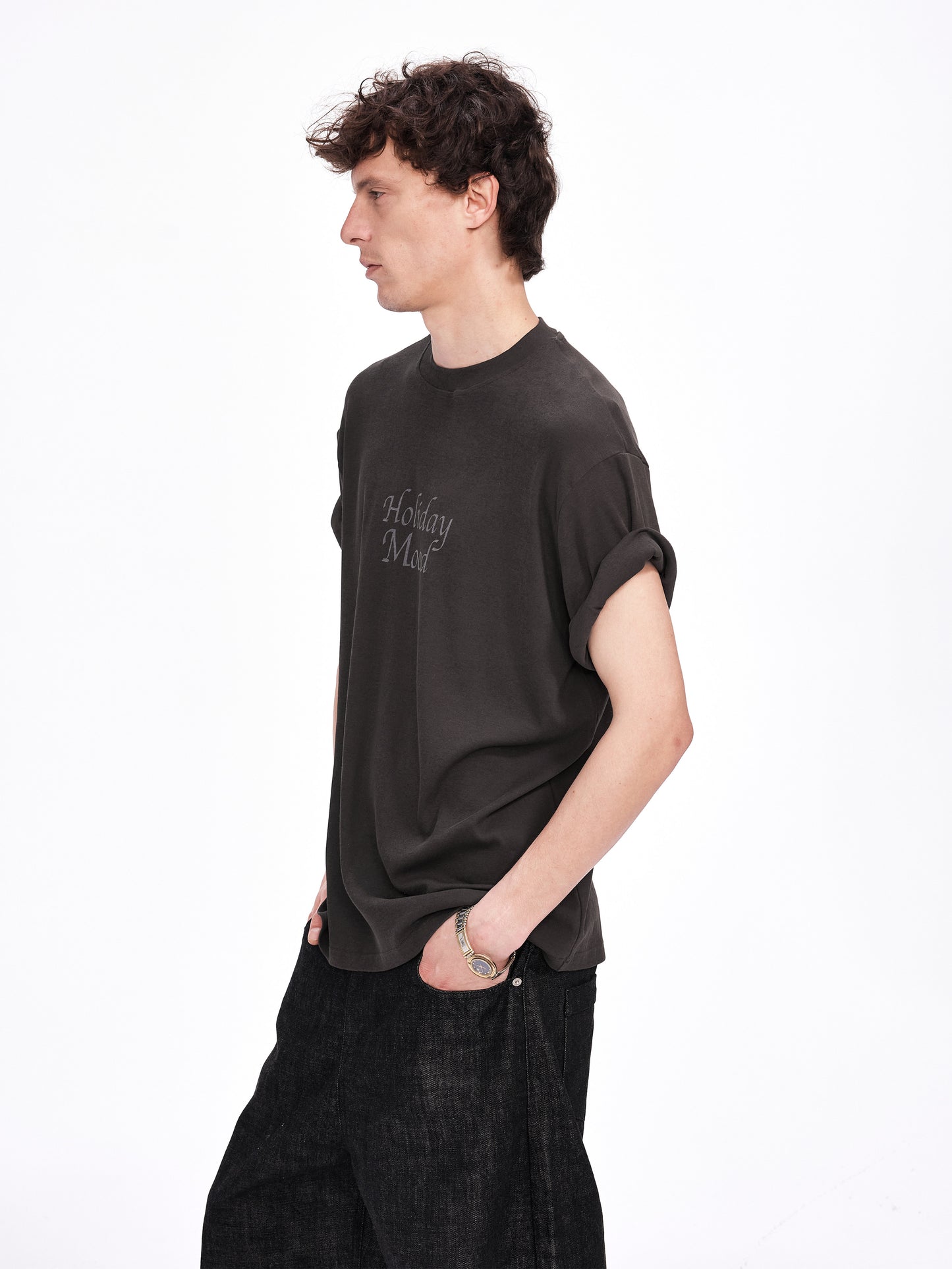 Roll-Up Sleeve Printed T-Shirt