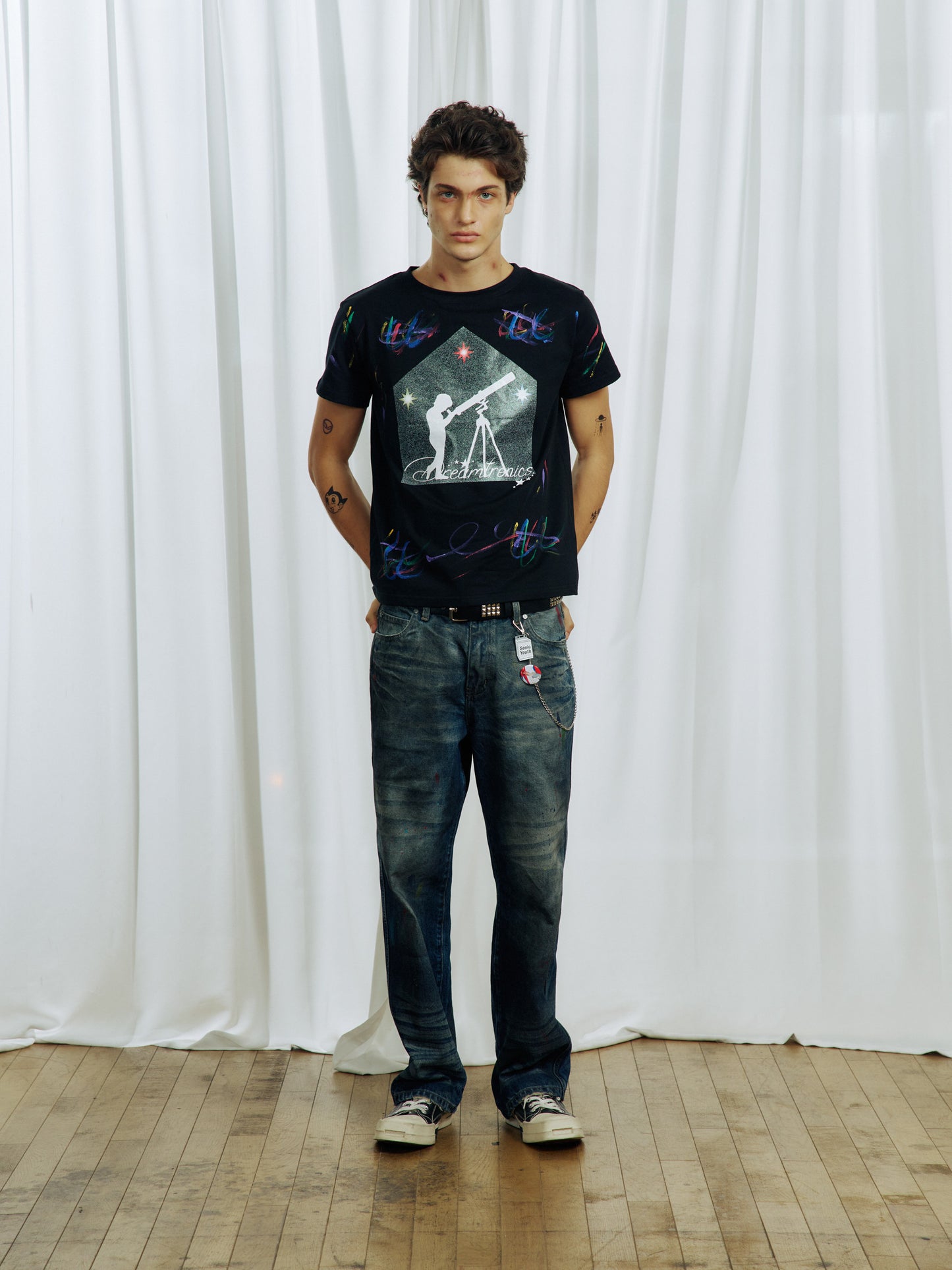 Handmade Ink Glitter Print T-Shirt