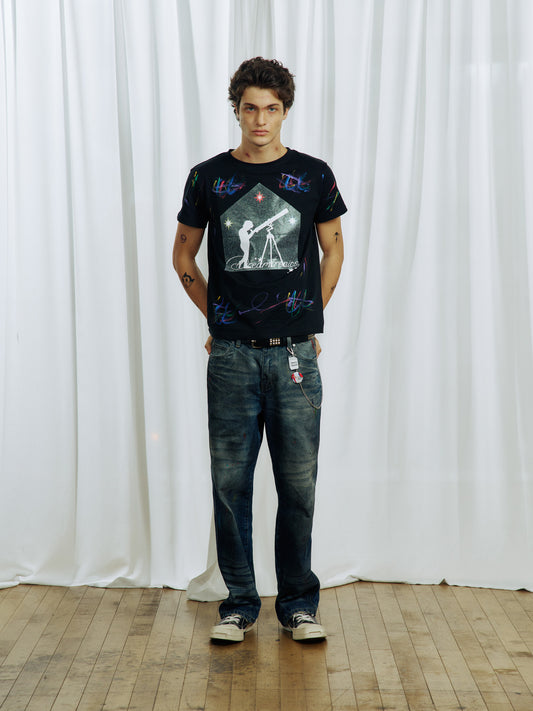Handmade Ink Glitter Print T-Shirt