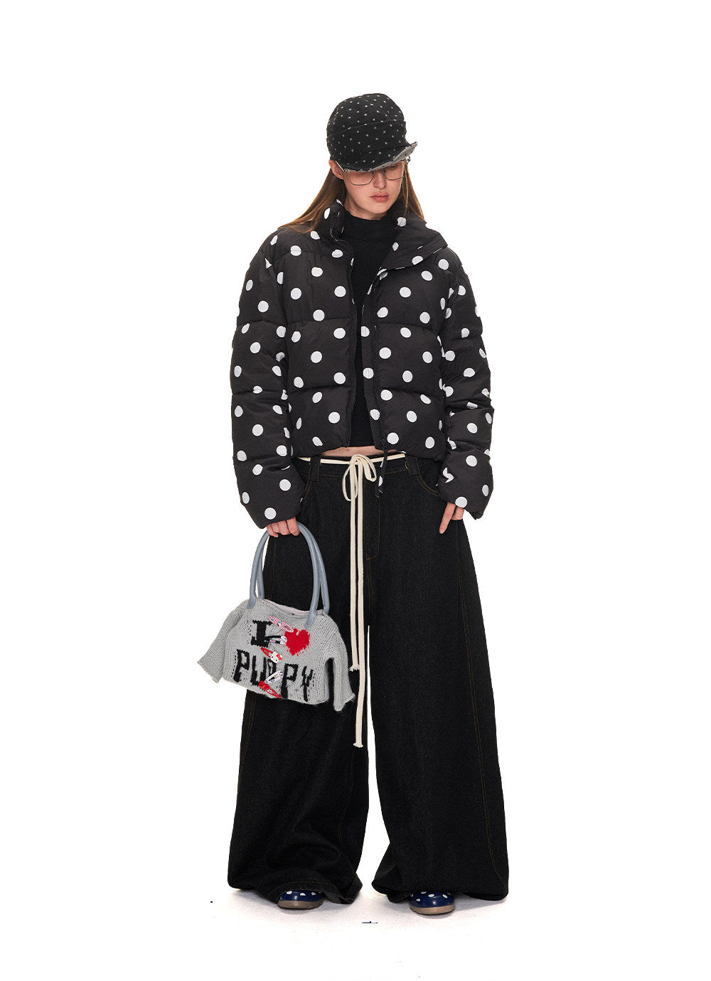 Letter Design Knit Bag