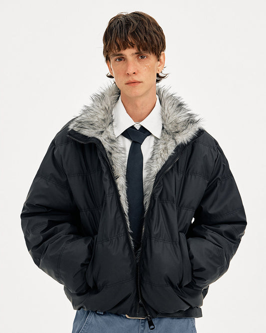 Retro Style Fur Collar Down Jacket