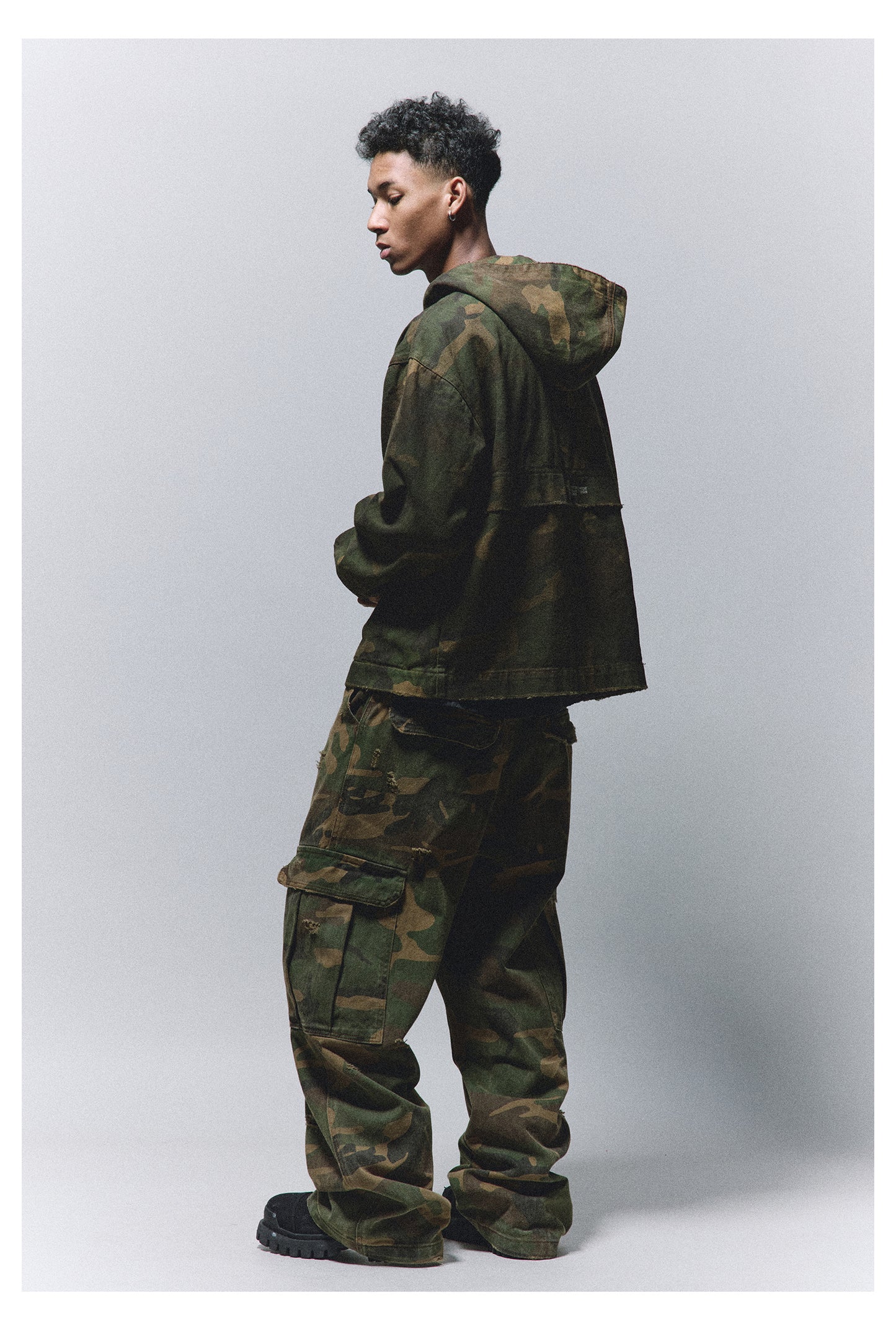 Camouflage Hooded Zipper Jacket