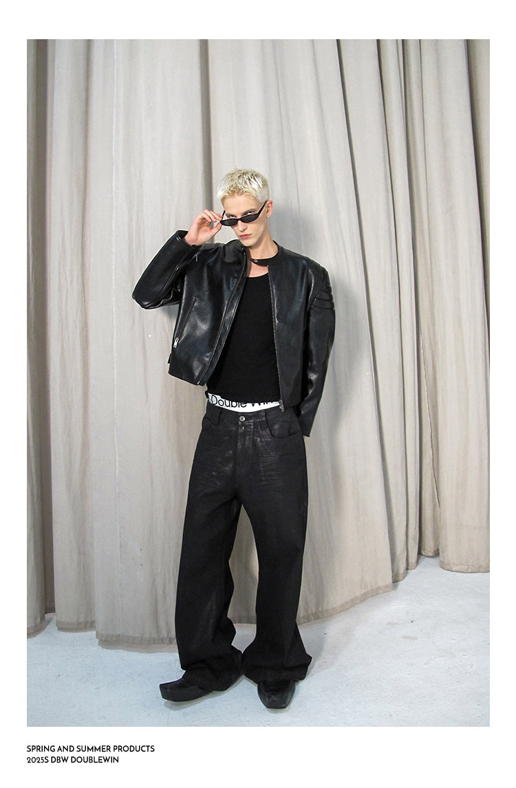 Waxed Glitter Bootcut Jeans