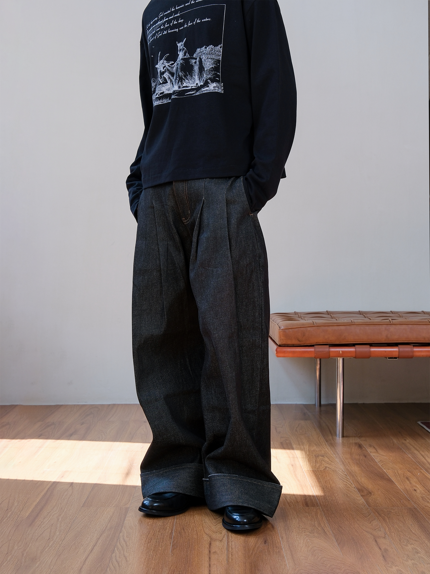 Low-Rise Two-Tone Denim