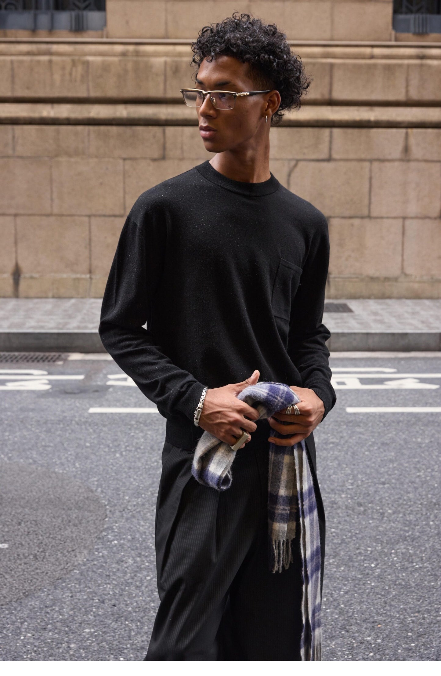 Crew-neck Sweater with Pockets
