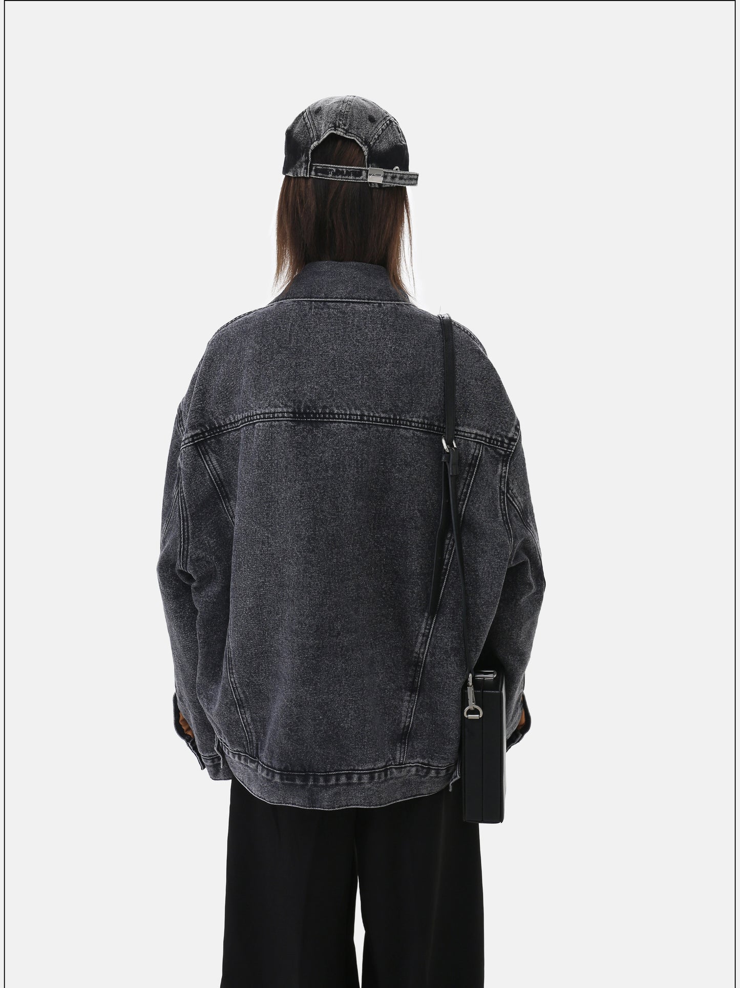 Distressed-Finish Color Quilted Denim Jacket