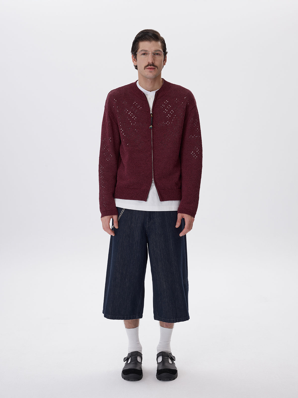 Beaded Zipper Cardigan