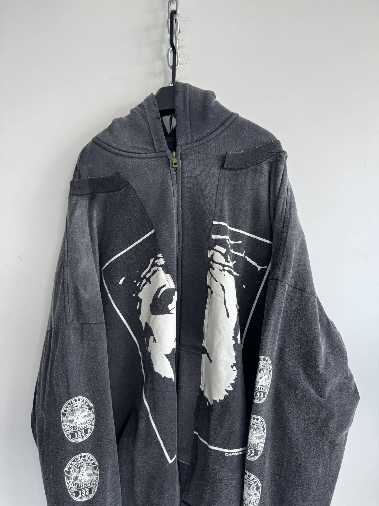 Distressed Zipper Hoodie