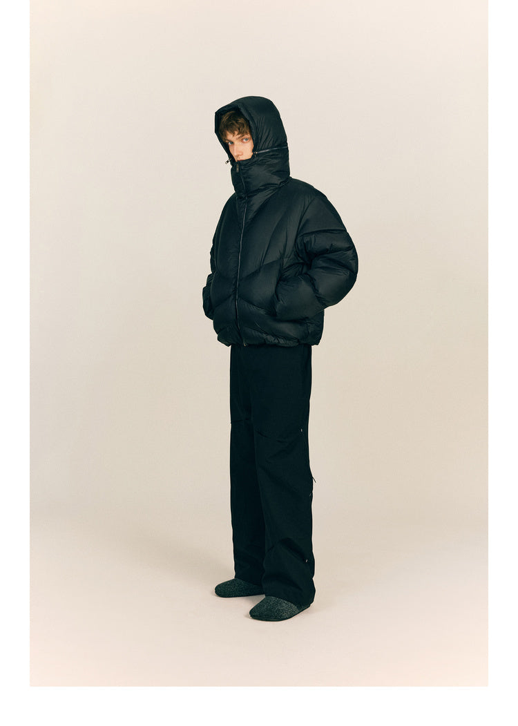 Down jacket with detachable hood