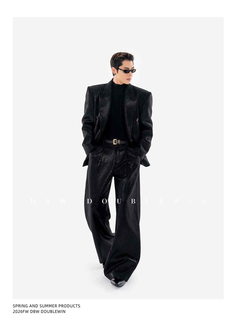 Suede and Velvet Striped Suit