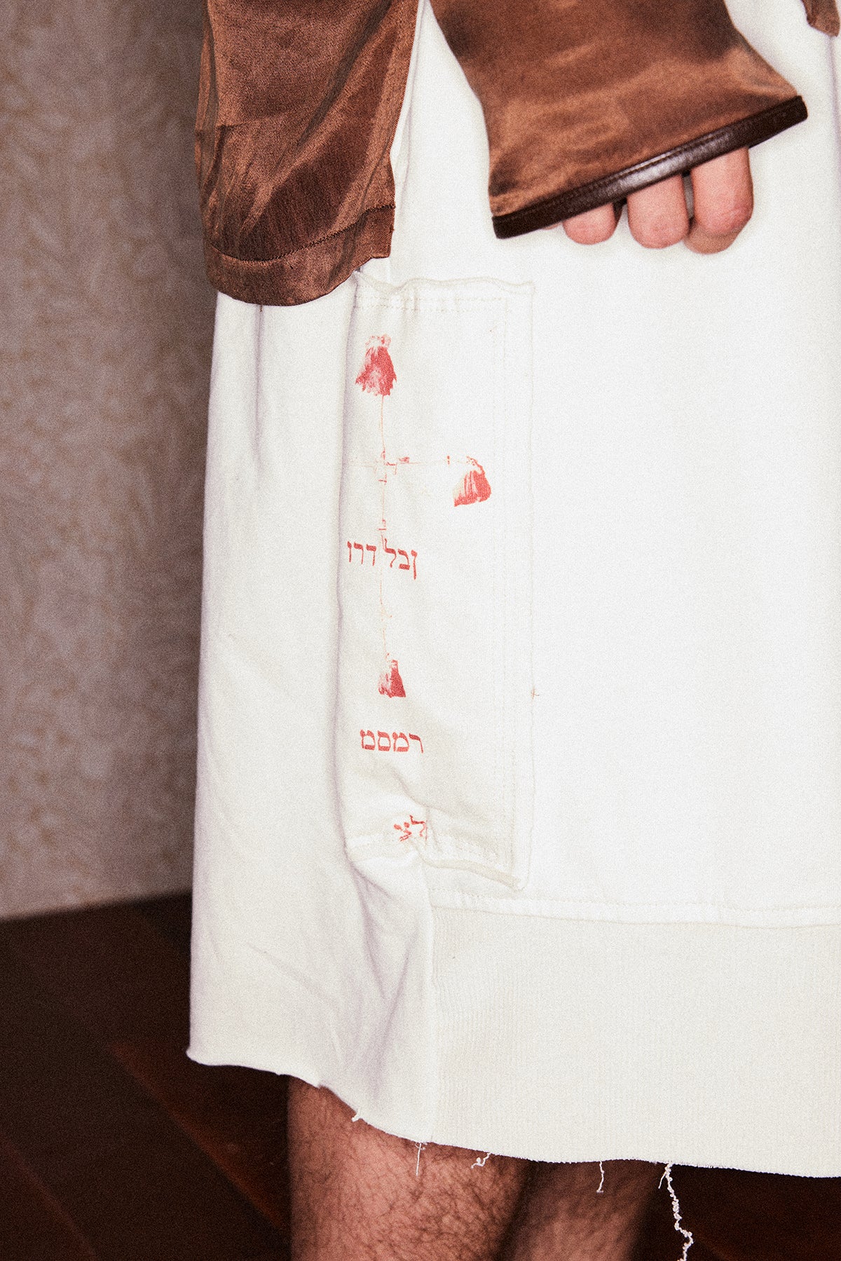 Corduroy patch cotton shorts