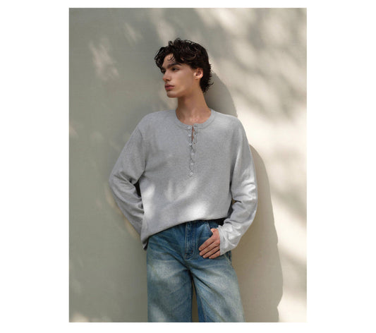 Twist Henley Collar Knit