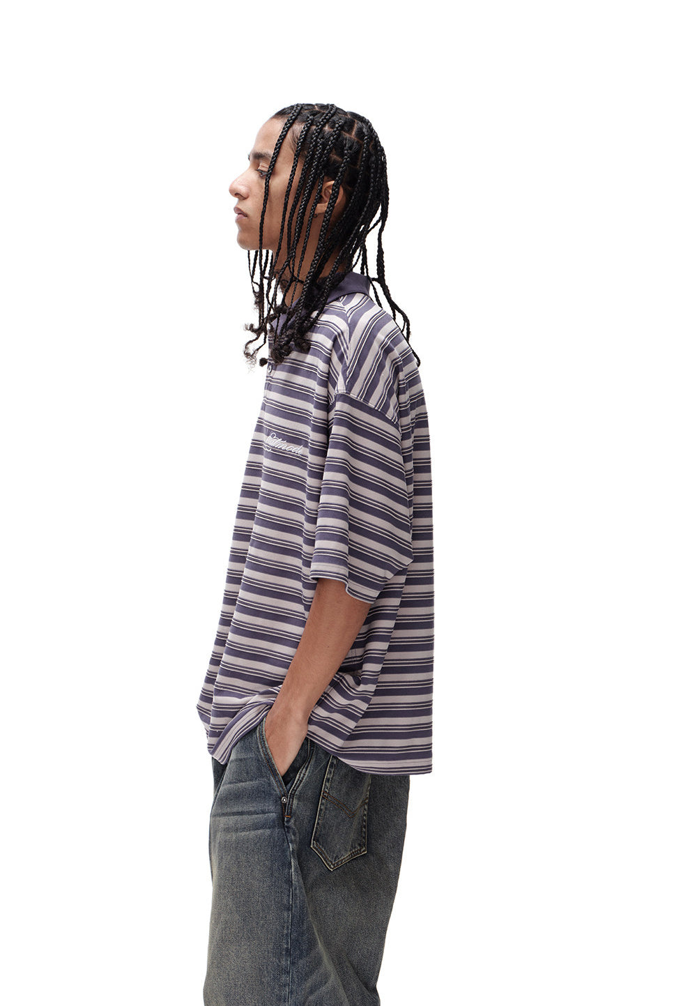 Unisex Striped Embroidered Polo Shirt