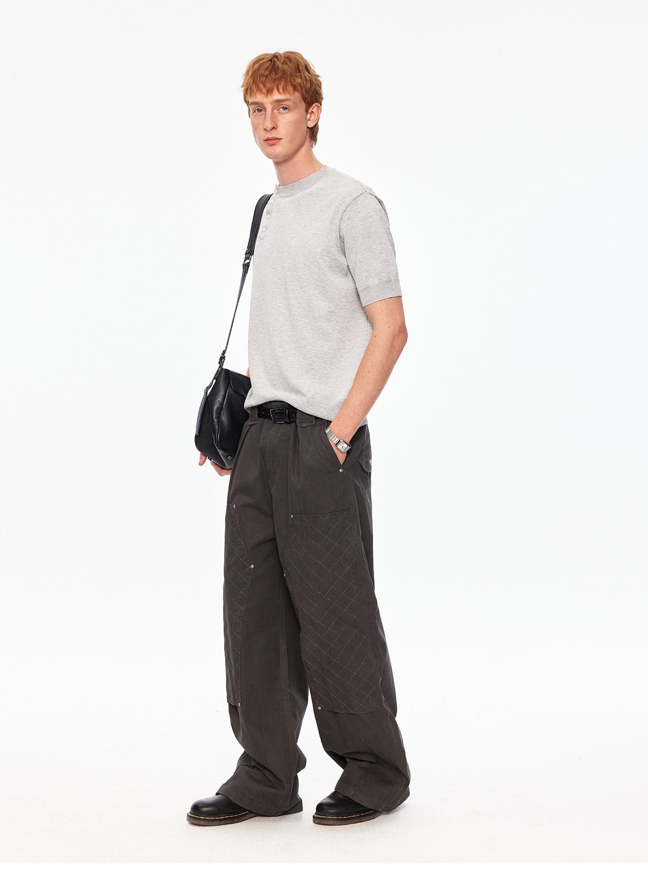 Crossover Henley-neck knit