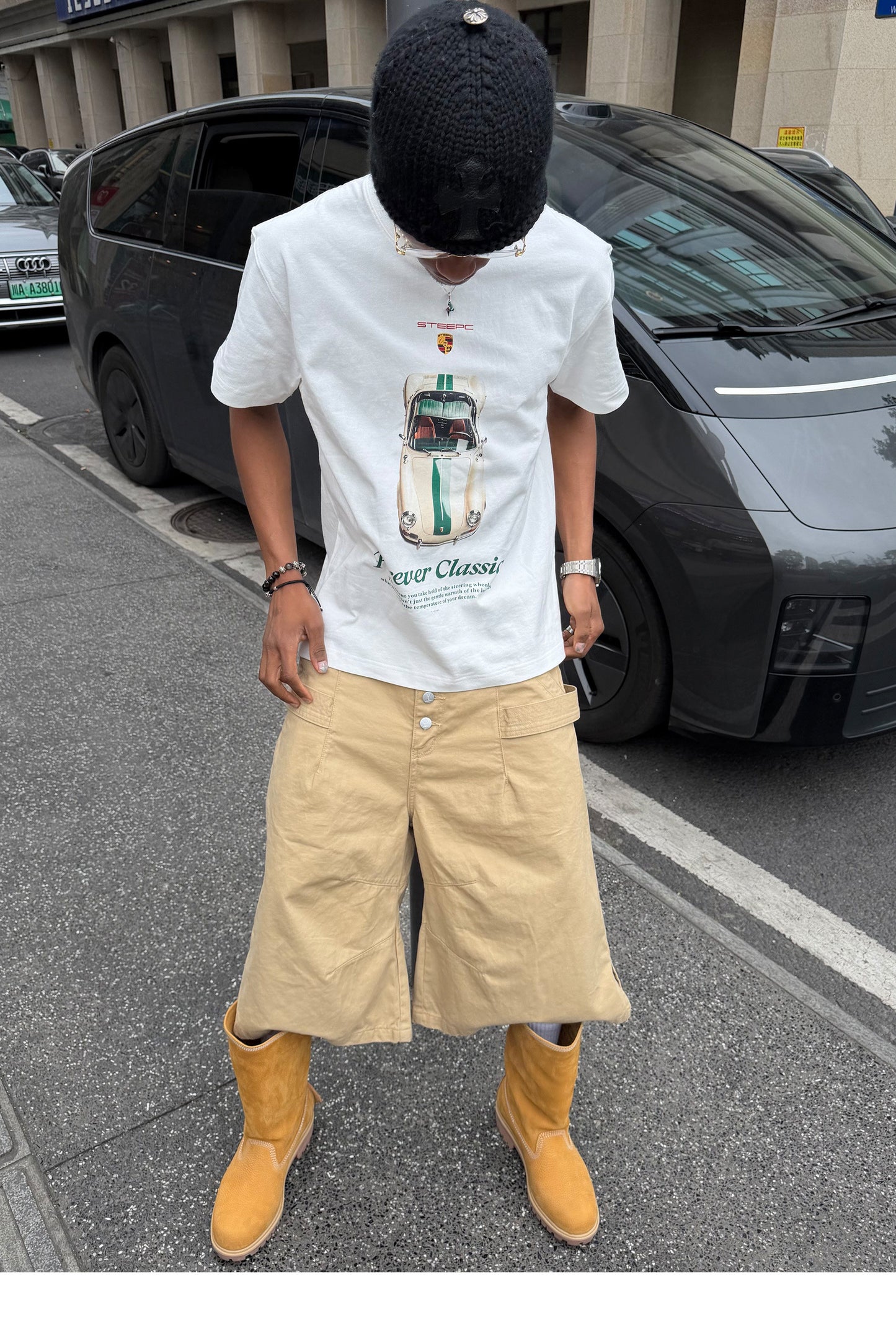 Digital Print Round-Neck Loose-Fit T-Shirt