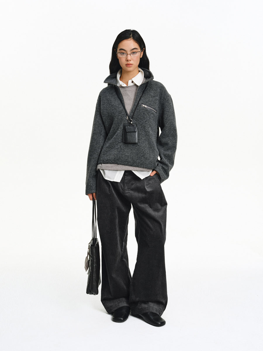 Stand Collar Zipper Shirt