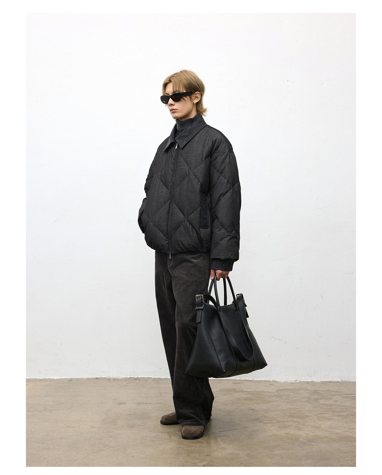 3D Diamond Pattern Down Jacket