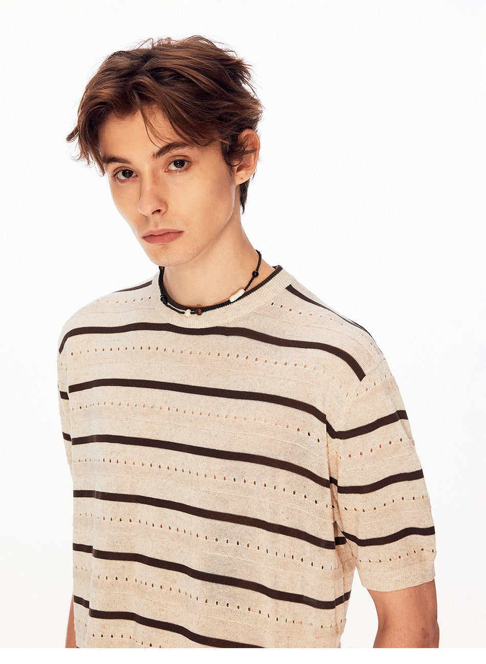 Unisex Vintage-Style Mesh-Striped Knit