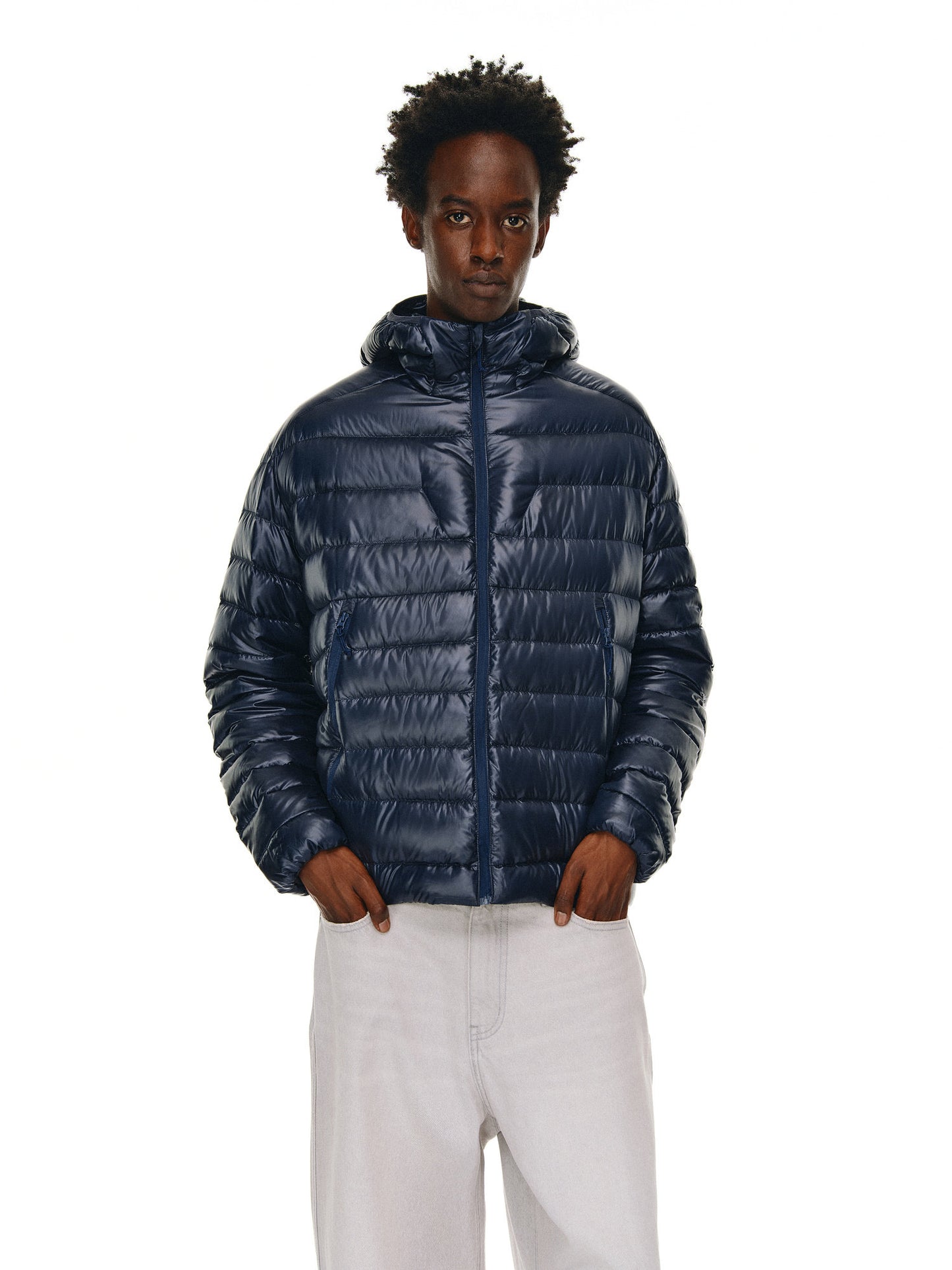 Rib Hooded Down Jacket