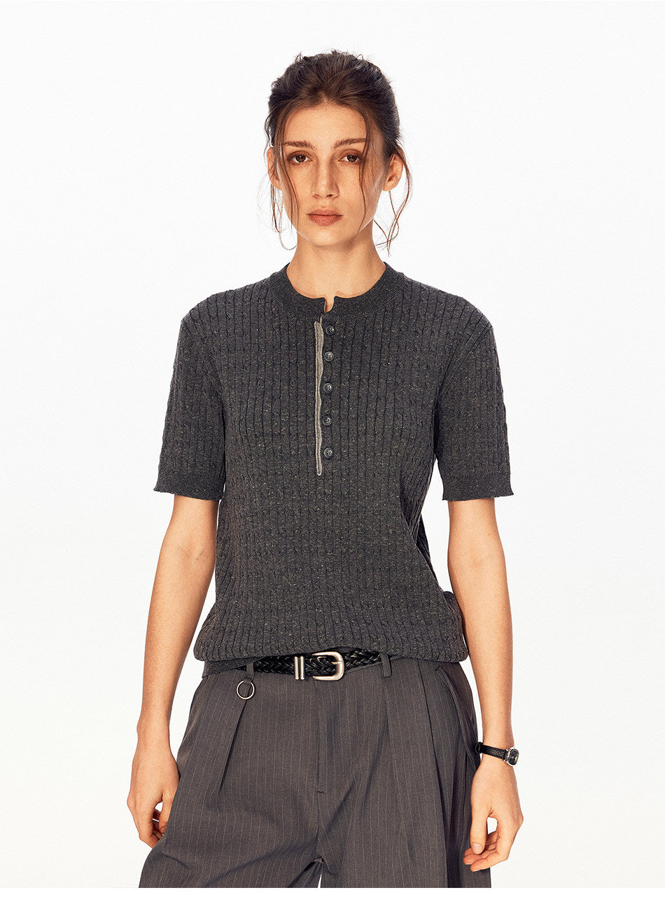 Henry-Collar Knit Shirt