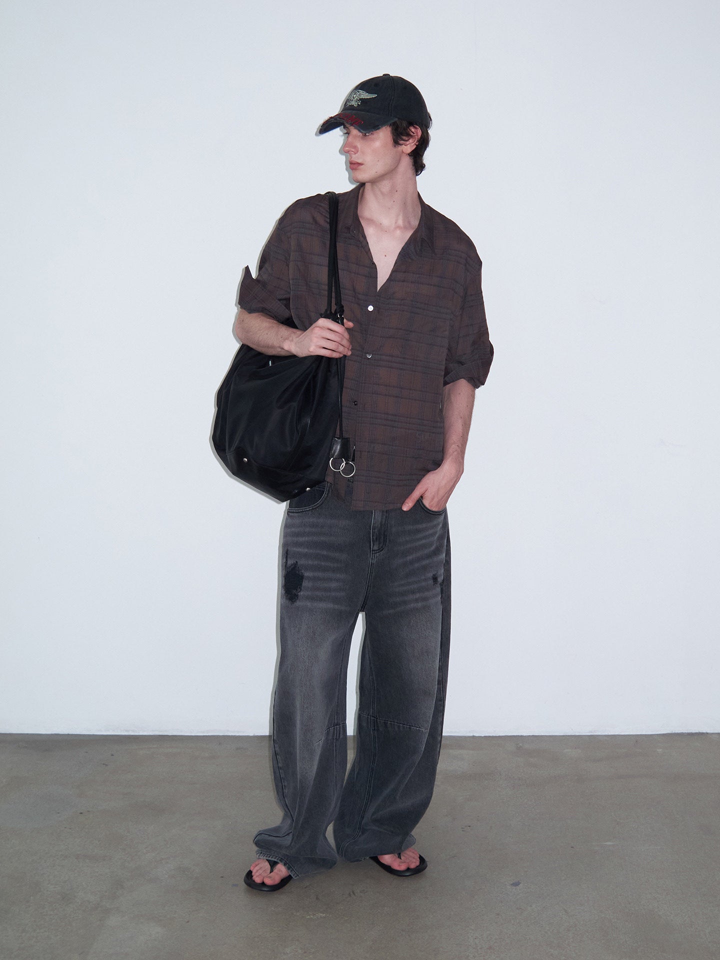 Mid-Sleeve Shirt with Rolled-Up Sleeves