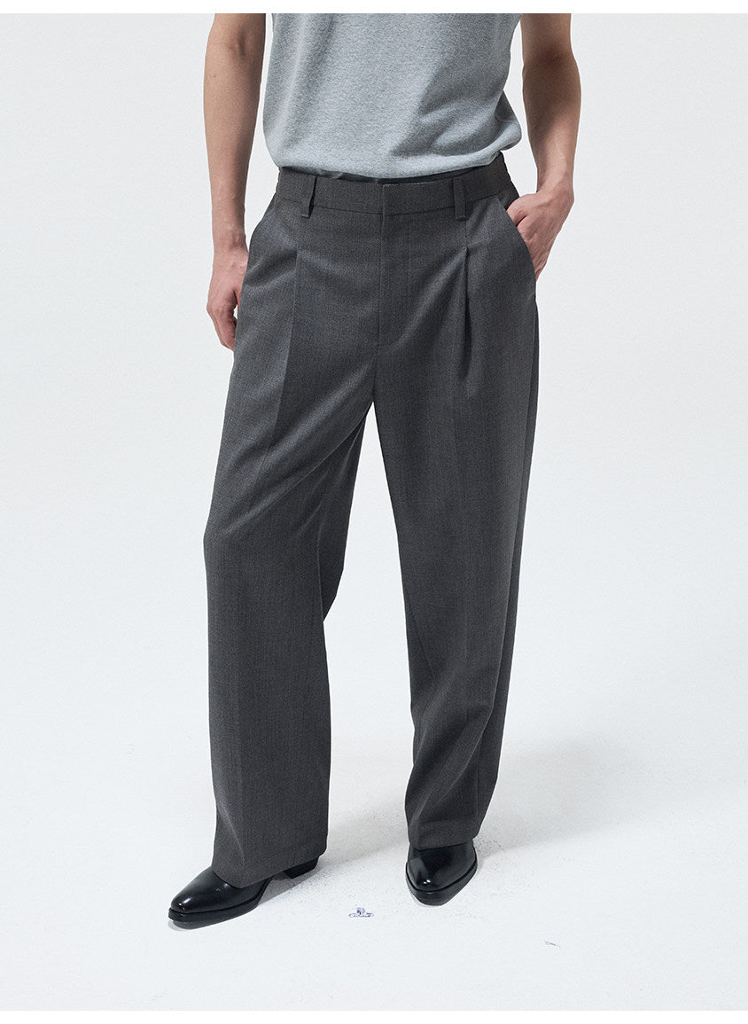 Semi-Elastic Waist Casual Suit Pants