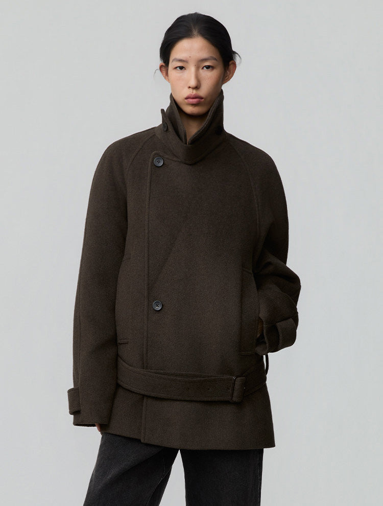 Raglan-Sleeve Short-Length Coat