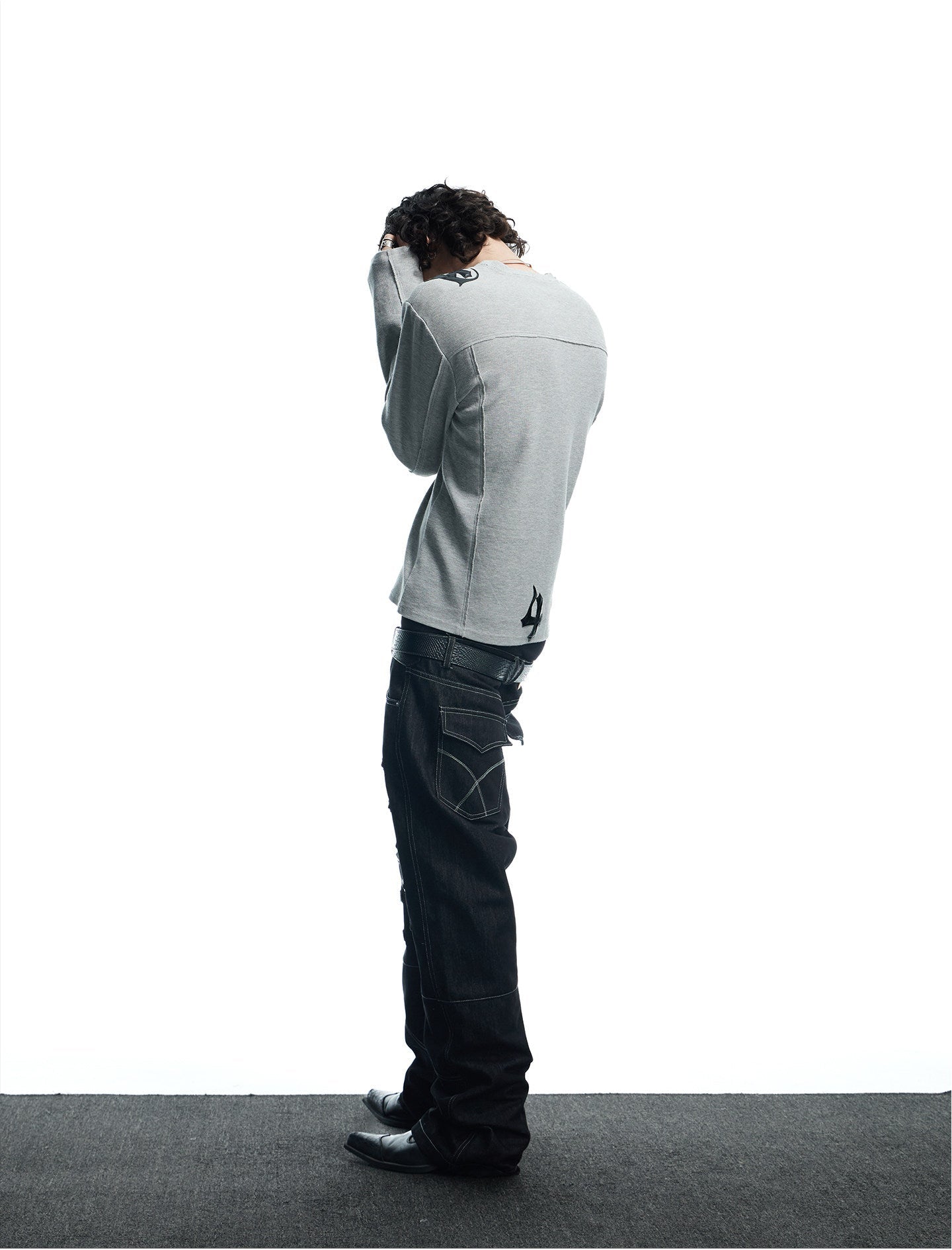 Street Style Waffle Henry Neck T-Shirt