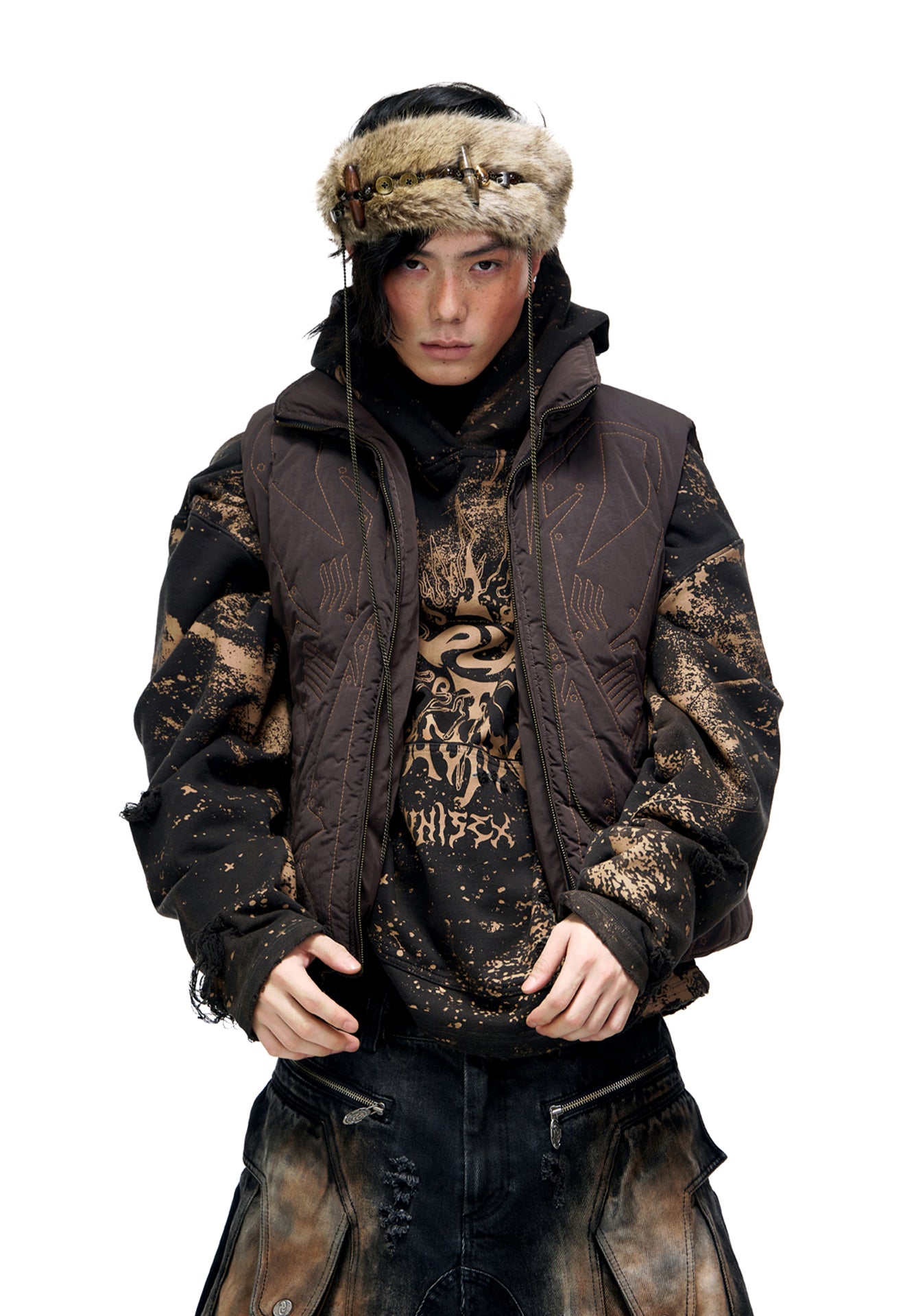Armor stitch embroidered down vest