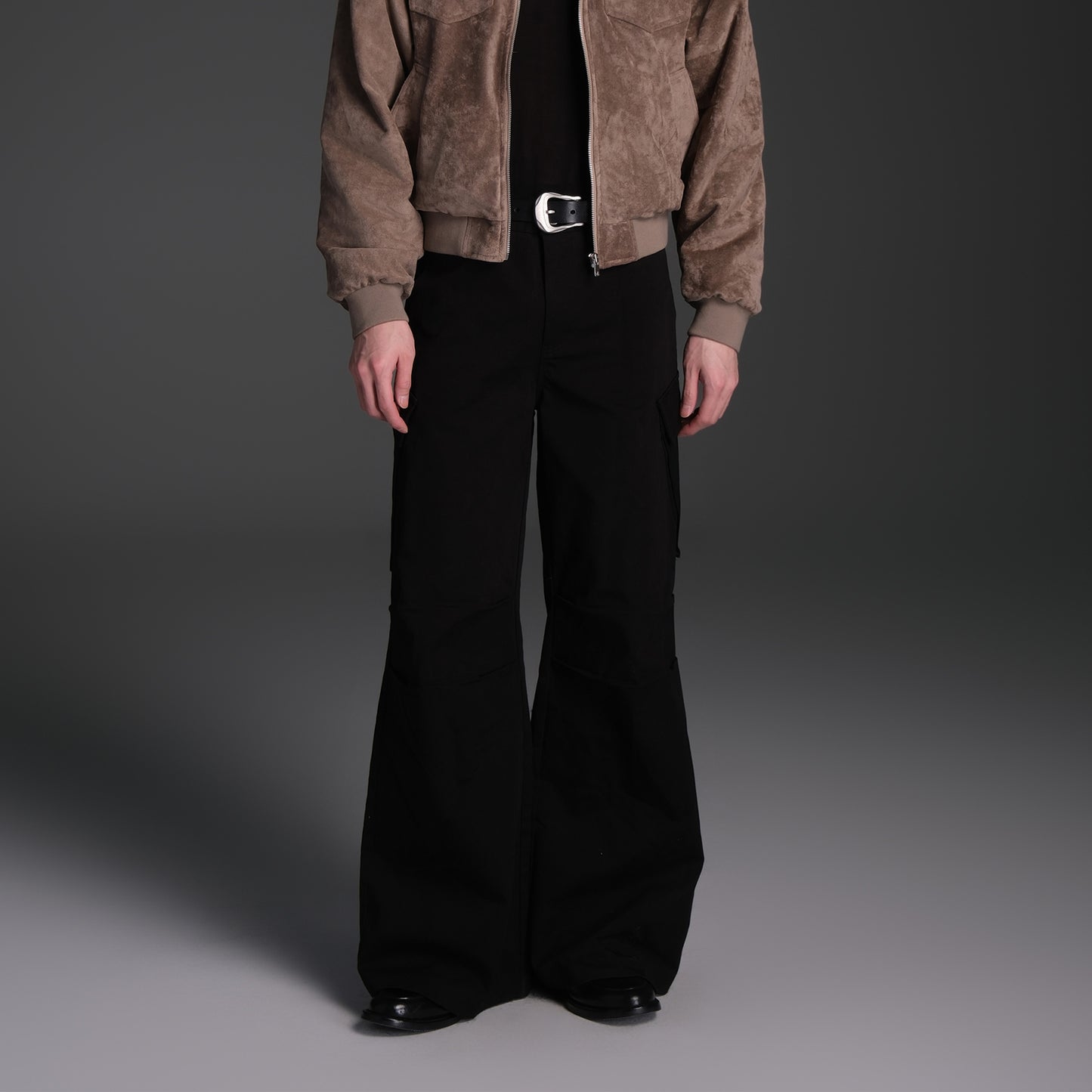 Diagonal Pockets Wide Casual Pants