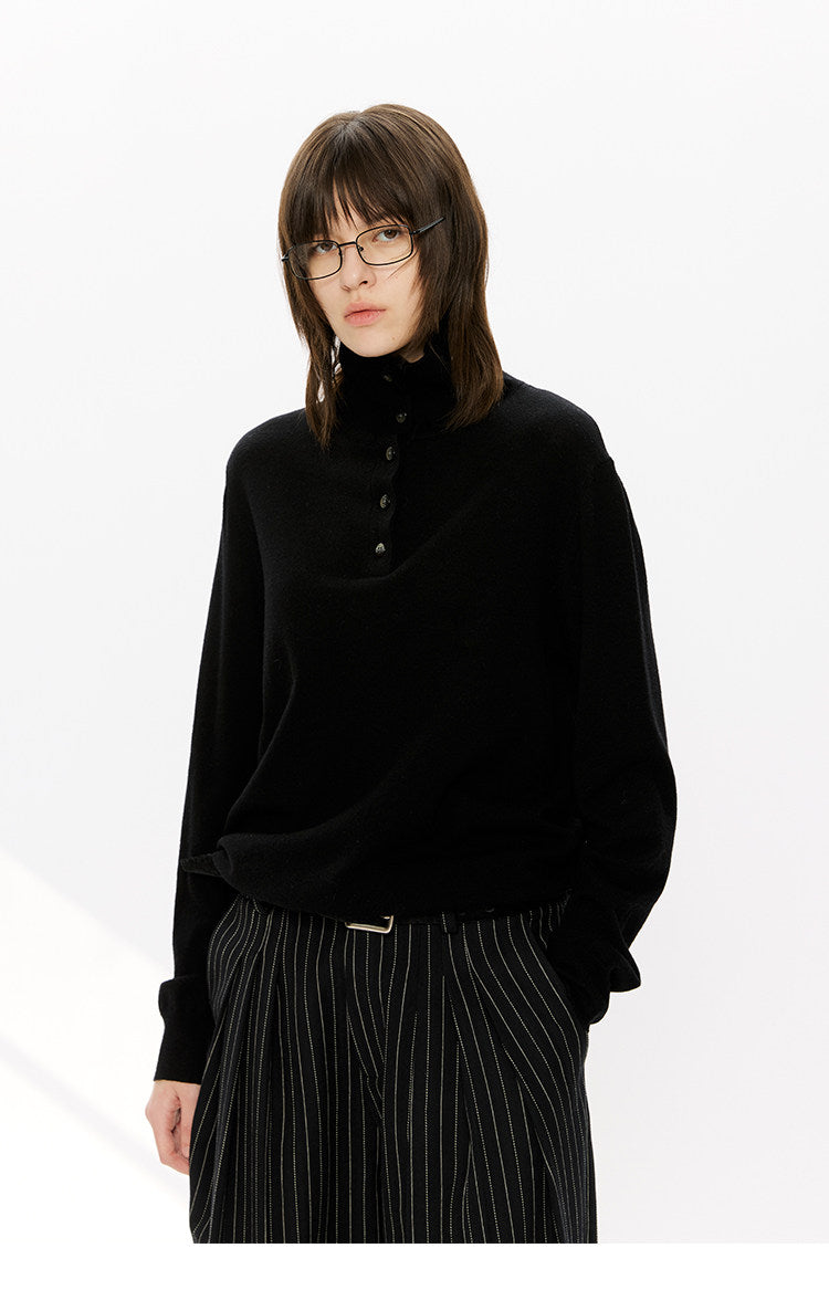 Double-Layer Stand Collar Knit