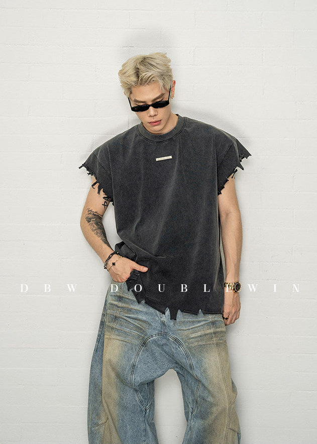 Wash-treated Distressed T-Shirt