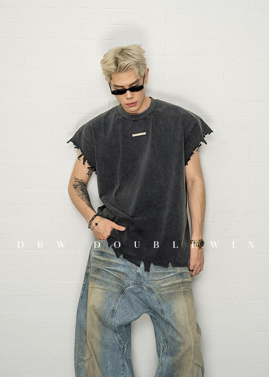 Wash-treated Distressed T-Shirt