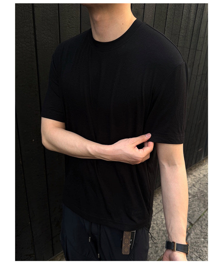 Straight-Shoulder Crew-Neck T-Shirt