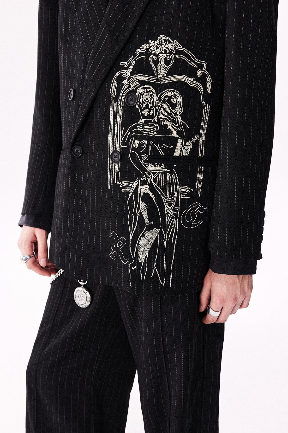 Striped Portrait Embroidery Jacket