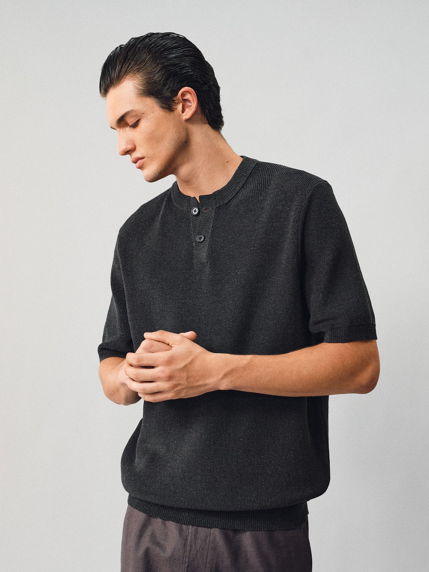 Henley Neck Linen Knit