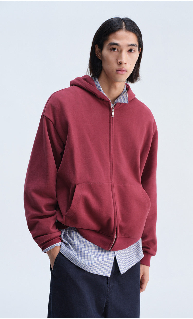 Short-Sleeve Hooded Zip-Up Sweatshirt