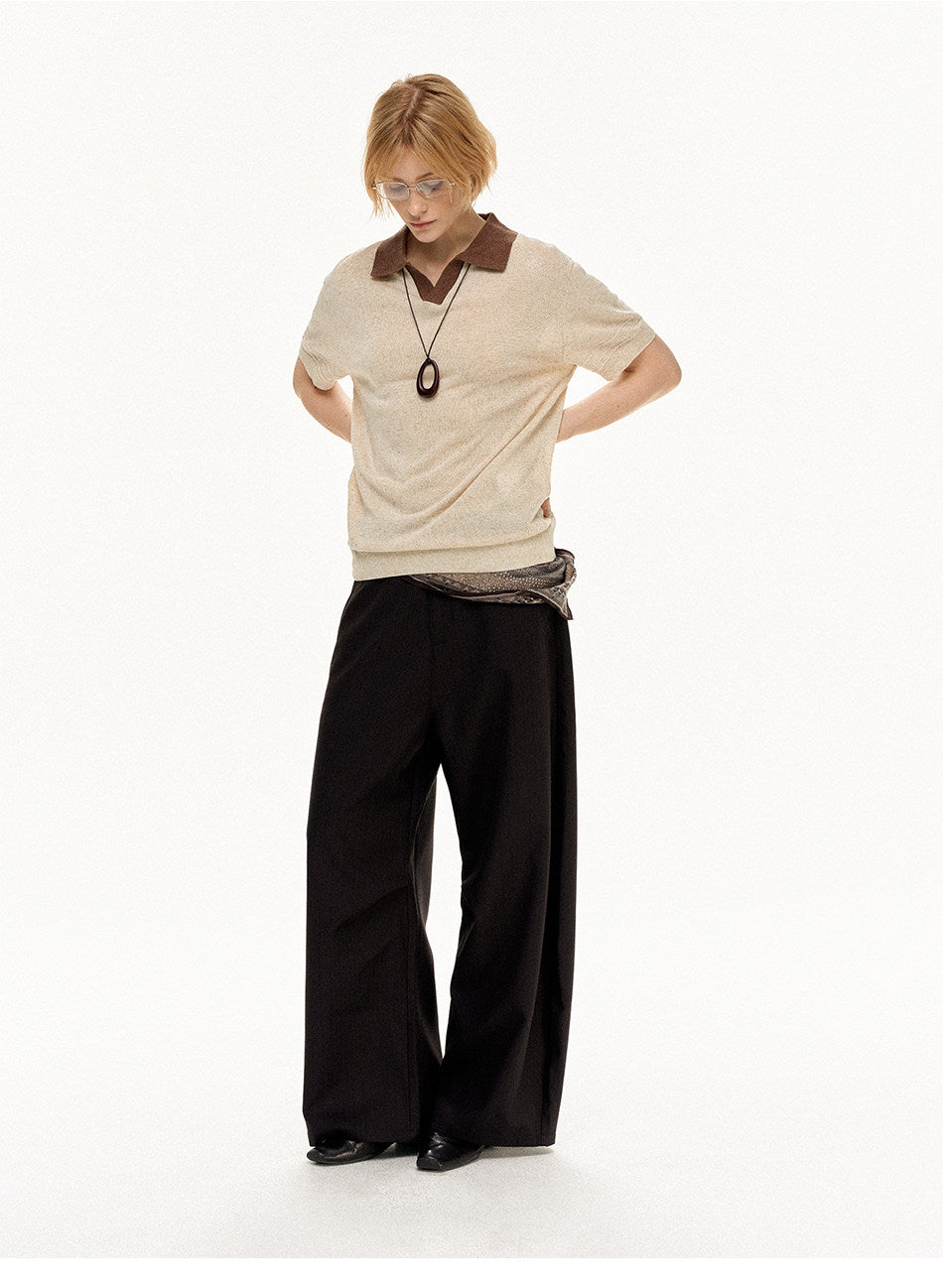 Wide-Leg Vertical Stripe Casual Pants