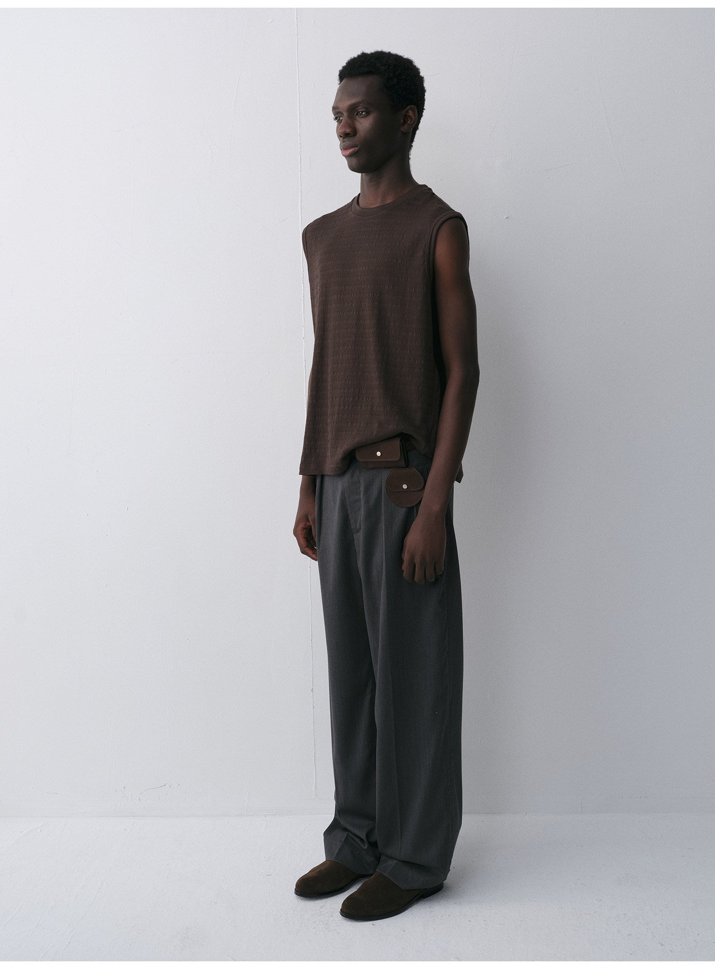 Wool Double-Pleated Casual Pants