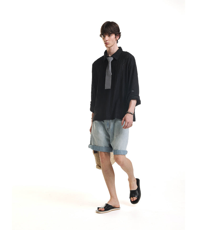 Hollow Jacquard Polo Shirt