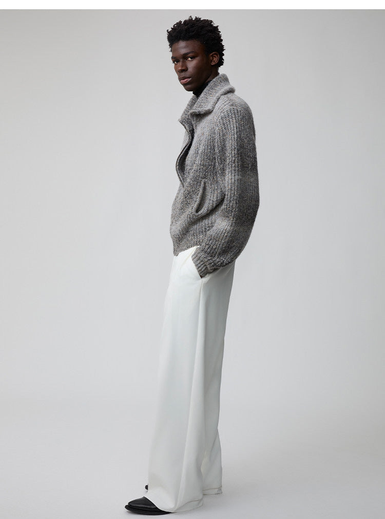 Loose-Fit Curved Sleeve Zip Cardigan