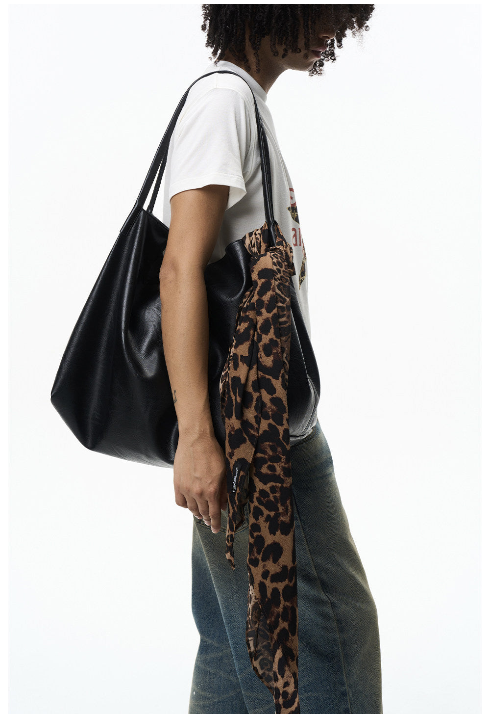 Leopard-Print Patchwork Scarf