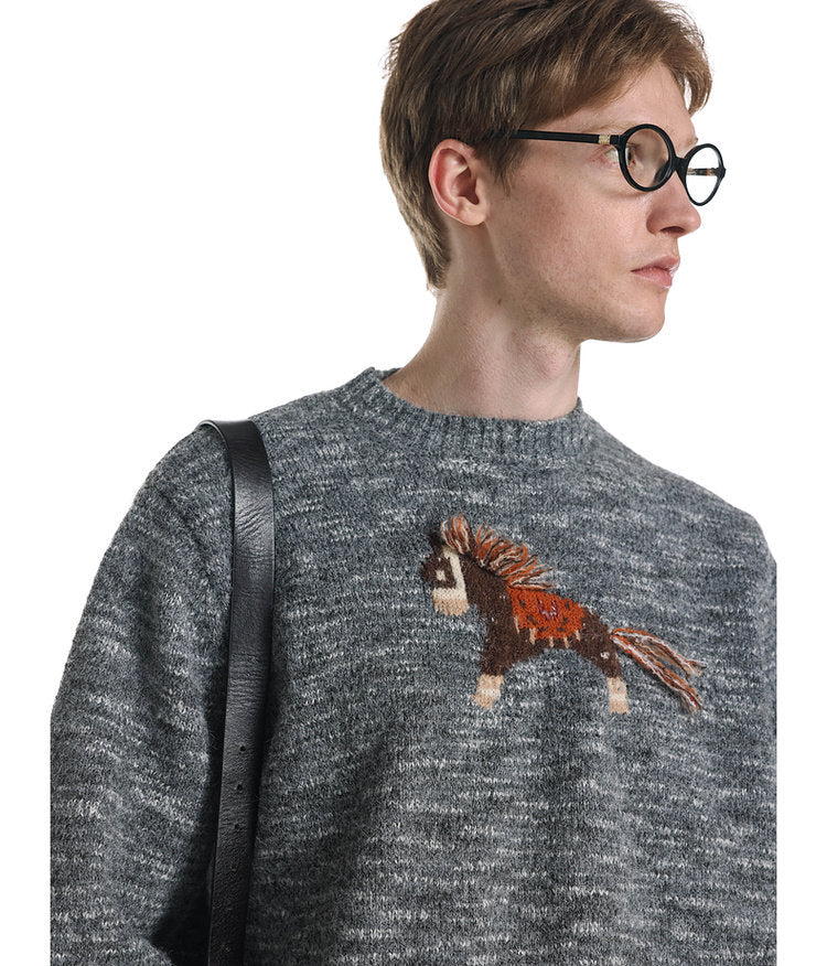 Unisex Tassel Jacquard Pony Sweater