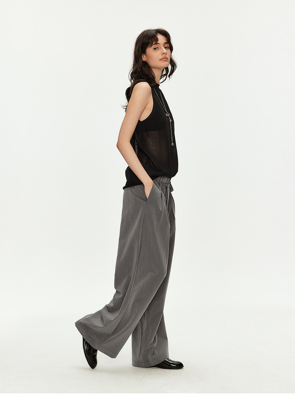 Casual Pants with Double-Pleat Design