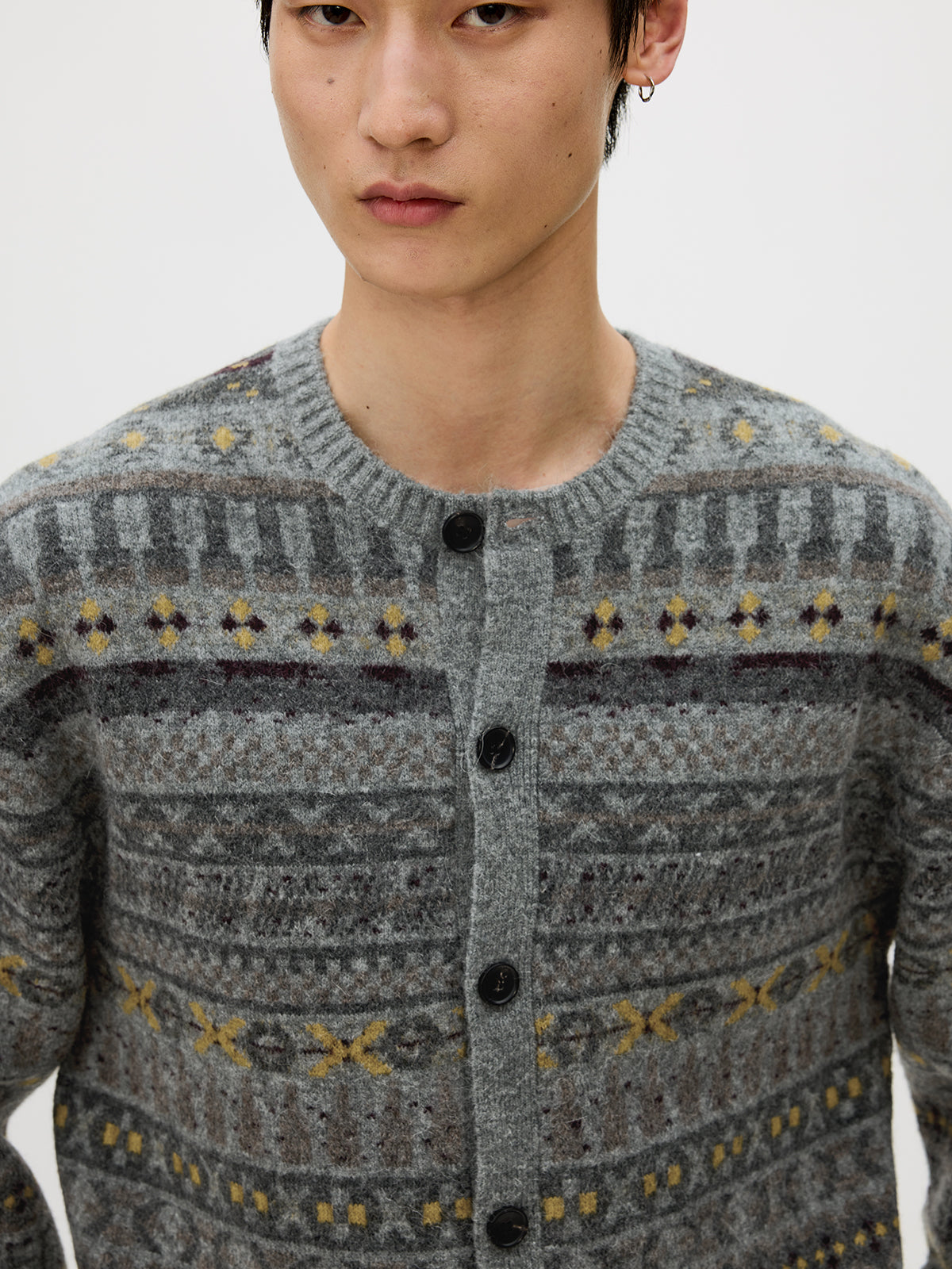 Crew Neck Button-Down Cardigan