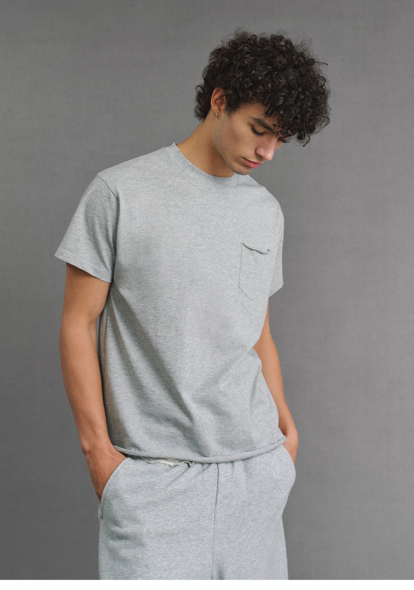 Vintage-Style Rolled Hem Crew Neck T-Shirt