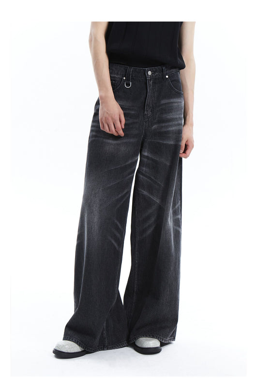 Washed Retro Wide Leg Jeans