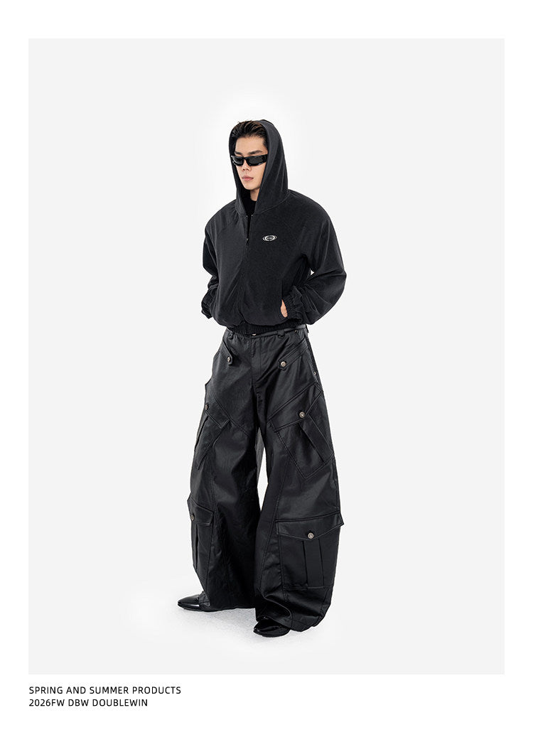Wax-Finished Multi-Pocket Work Pants