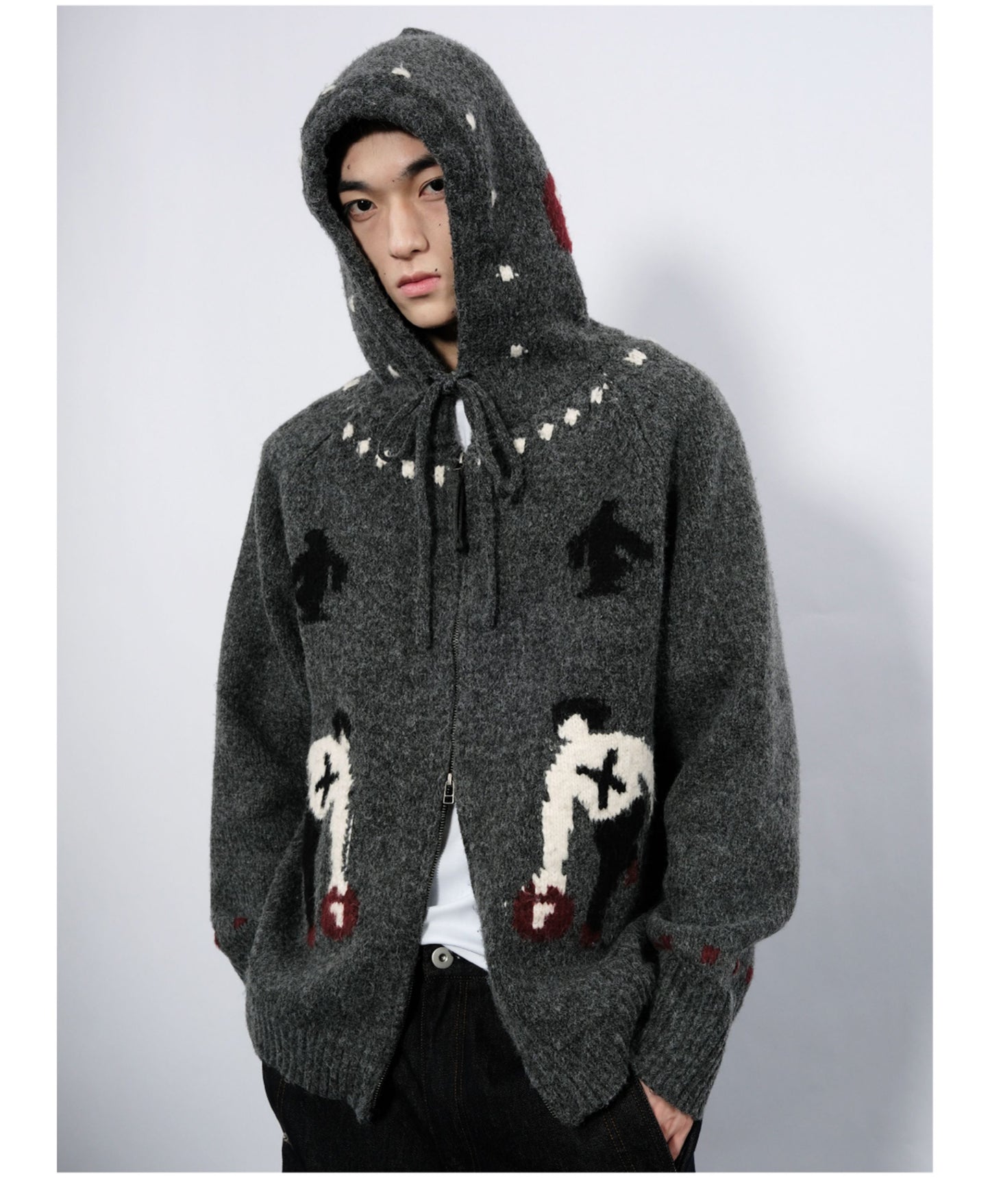 Double-Zipper Hooded Cardigan