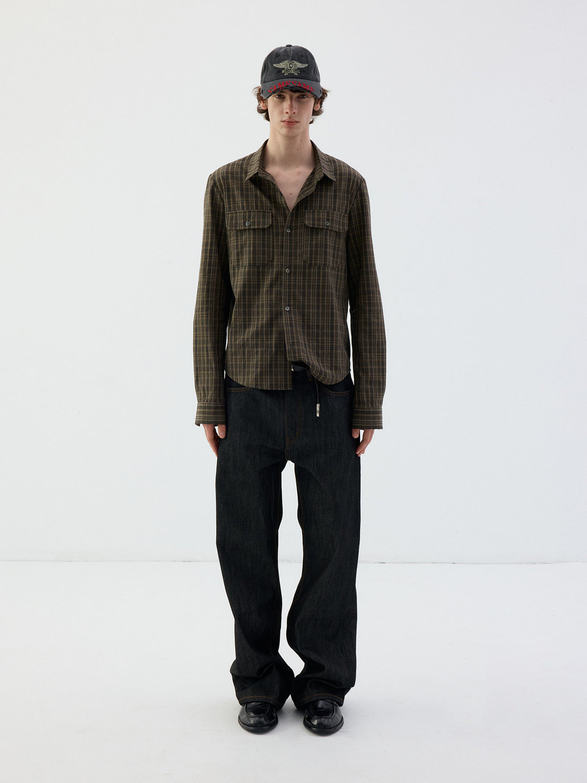 Black Checkered Shoulder Shirt